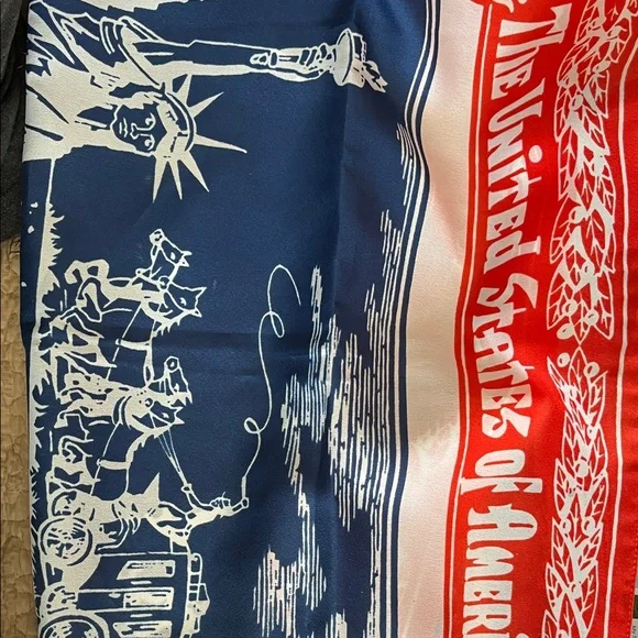 Vintage Patriotic Red and Blue Bicentennial  Scarf 1776 1976 - Picture 3 of 3